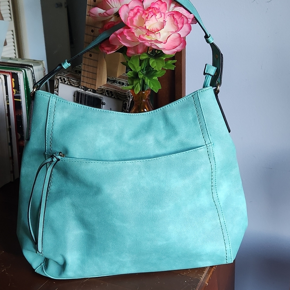 Unbranded Mint Green Faux Leather XL Shoulder Bag Tote
